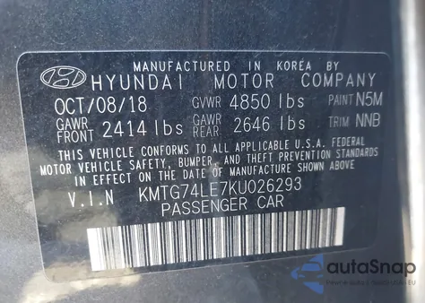 2019 Genesis G70 3.3T Advanced from USA, damaged, VIN KMTG74LE7KU026293